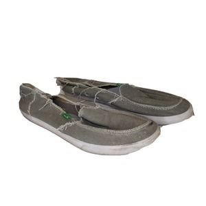 Sanuk Men's Slip-on Shoes Boat Shoes Size 10 Gray Canvas